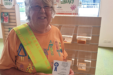 Christine, Winner Albion Park Show with beans grown from the Seed Library